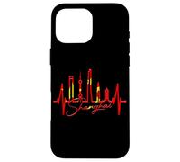 Shanghai Skyline Heartbeat Heart China Asia I Love Shanghai Case for iPhone 16 Pro Max