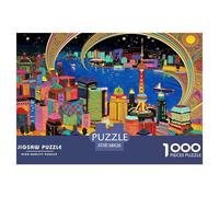 Shanghai Skyline Jigsaw Puzzles Puzzles for Adults Kids. 1000 Pieces Night River View Whimsical Challenge Toy Educational Games Home Decoration for Adults& Kids Age 14 Years Up 38x26cm/1000pcs