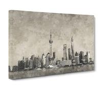 Shanghai Skyline Vol.2 Canvas Print | Gallery Wrapped 30mm Frame Wall Art | 30x20 inches | Ready to Hang | Modern Cityscape Picture | Living Room Bedroom Lounge Office