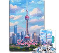 Shanghai Skyline Wooden Jigsaw Puzzle 500 Pieces, Family Activity | Screen-free family activity with activity for family time over several sessions.