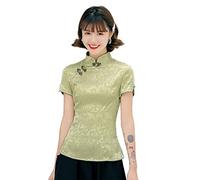 Shanghai Story Women Chinese Cheongsam Tops Qipao Shirts Tang Suit Blouses - Green - Small