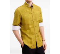Shanghai Tang jacquard mandarin-collar shirt - Yellow 50-52-56