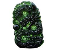 shangjia Jade Necklace for Men | Green Jades Pendant Necklace | Women Green Lucky Vivid Image Jadeite Hand Carved Stone Chinese Charm