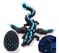 Shangkanlan 3D Printed Dragon in Egg - Fully Articulated Crystal Figurine for Christmas Easter Birthdays, Executive Desk Decor (Starry Sky Blue)