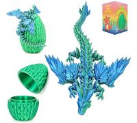 Shangkanlan 3D Printed Dragon in Egg - Fully Articulated Crystal Figurine for Christmas Easter Birthdays, Executive Desk Decor (Green)