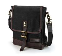 SHANGRI-LA Messenger Bag for Men and Women Waxed Canvas Purse Waterproof Crossbody Shoulder Satchel Bag Sling Pack - Black