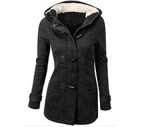 ShangSRS Ladies Duffle Wool Coat Womens Trench Winter Casual Hooded Outerwear Vintage Warm Jacket Plus Sizes Overcoat (Dark Gray, M)
