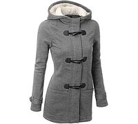 ShangSRS Ladies Duffle Wool Coat Womens Trench Winter Casual Hooded Outerwear Vintage Warm Jacket Plus Sizes Overcoat (Light Gray, XL)
