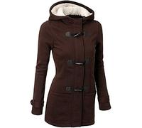 ShangSRS Ladies Duffle Wool Coat Womens Trench Winter Casual Hooded Outerwear Vintage Warm Jacket Plus Sizes Overcoat (Brown, S)