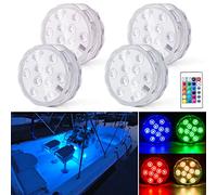 Shangyuan Boat Lights Wireless, Battery Powered Operated Marine Led Interior Light for Boat Deck Courtesy Light, for Fishing Pontoon Sailboat Kayak, Remote Control Multi Color Changing, RGB, 4PCS