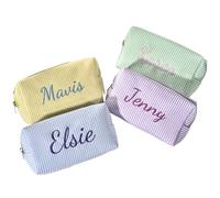 Shangyue Personalized Embroidered Cosmetic Bag,Personalized Makeup Bag With Name,Bridesmaid Box,Cosmetic Package for Her Toiletry, Purple, Diy