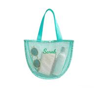 Shangyue Personalized Embroidered Mesh Beach Bag Custom Name Crochet Bag Summer Travel Tote,Kids Beach Bags,Party Favor, Green