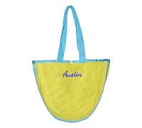 Shangyue Personalized Embroidered Mesh Beach Bag,Custom Name Mesh Pool Tote, Embroidered Name Beach Pouch, Yellow-b