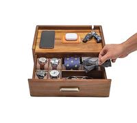 Shanik Docking Station Organizer - Versatile Multi-Purpose Organizer with Charging Station - Elegant Wood Docking for Electronics, Office Supplies, Cosmetics, and Keys