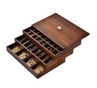 Shanik Jewelry Box for Women, Stacked 3 tier Jewelry Trays, Rearrangeable Grid slots for Rings, Necklaces, Earrings