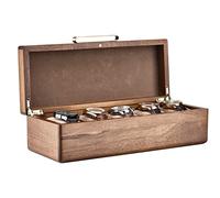 Shanik Wooden Watch Box for Men - Personalized Storage Box with 5 Slots for Watches, Soft Velvet Pillows, Natural Acacia Wood (Wooden Watch Box/Without Engraving)