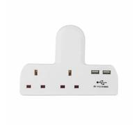 ShaniTech 2 Way Gang 2 USB Ports Wall Adaptor Plug Adapter