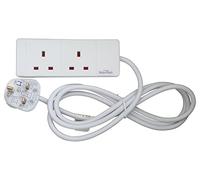 ShaniTech 2m 2 Gang Way Extension Lead Mains Power Cable Lead Strip