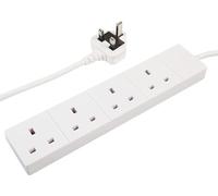 ShaniTech 4 Gang Way Extension Lead Power Cable 5M, White