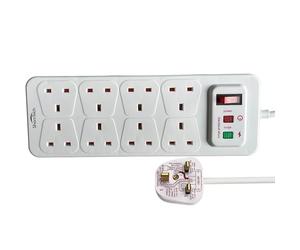 ShaniTech 8 Gang Power Surge Protected Socket with 2 m Extension Lead Switch