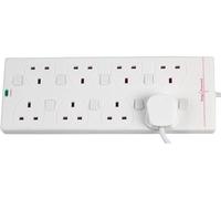 ShaniTech 8 Gang Way 10m Metre 13A Mains Surge Protected Individually Switched Power Extension Socket Lead Cable
