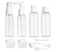 ShaniTech Pack of 10 Pcs Leak Proof Refillable Air Travel Size Liquid Containers Bottle for Liquids, Accessories, Cosmetic Products, Toiletries [Clear for Airport Security - TSA Air Flights Approved]