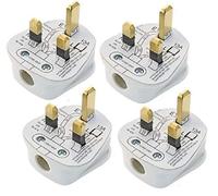 ShaniTech Pack of 4 UK 13A Mains Plug Fused 13A White