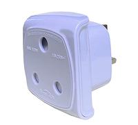 South African Visitor to UK Earthed 3 Pin Adaptor Plug - White