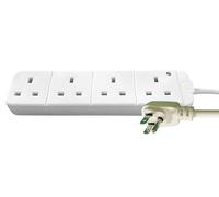 Travel Adaptor Extension Lead 4 Gang Way 1M for USA and Mexico - White