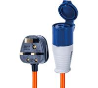ShaniTech UK Plug to 16A Site Socket Adapter Cable 20cm | IP44 Weatherproof Power Lead | Camping, Caravan, Motorhome, Campervan Mains Hook Up