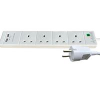 ShaniTech UK to Europe France Spain Germany 4 Gang Way 2 USB Ports Surge Protected Travel Adaptor Euro Adapter, 3 Pin Earthed