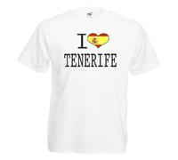 shaniztoons I Love Tenerife Spain Heart Flag Adults Mens Unisex T-Shirt XL White