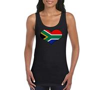 shaniztoons South Africa Love Heart Flag Girls Women's Ladies Tank Top Vest T Shirt Black