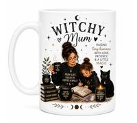 shaniztoons Witchy Mum Coffee Lover Magic Cat White Ceramic Mug Gift