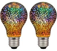 SHANJIA 2 Pack 3D Firework Bulb, 3D Bulb Decoration E27 AC 85-220V 4W G95 Retro Edison Starry Light Bulb for Holiday Christmas Decoration (A60)