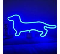 SHANJIA Blue Dog Neon Sign, Neon Light Base,Blue Neon Base Battery Powered Indoor Night Light Decoration Neon Lights for Room Party Table Art Decorative Halloween Signs (A)