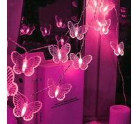 SHANJIA Butterfly Fairy String Lights, 1.5m10LED Battery Powered LED Butterfly String Lights for Home Bedroom Indoor Outdoor Garden Wedding Party Holiday Decoration (Pink)