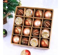 SHANJIA Christmas Tree Decorations, 16 PCS Bronze Christmas Ball Ornaments Set, Shatterproof Hanging Ornaments Kit