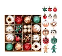SHANJIA Christmas Tree Decorations, 42 PCS Christmas Ball Ornaments Set, Shatterproof Hanging Ornaments Kit (Red, Green, Gold)