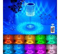 SHANJIA Crystal lamp,Crystal Diamond Table Lamp,Bedside Lamps with Touching Control 16-Color Changing Touch Control Bedside Lamp USB Cable Bedside Lamp (D)