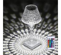 SHANJIA Crystal lamp,Crystal Diamond Table Lamp,Bedside Lamps with Touching Control 16-Color Changing Touch Control Bedside Lamp USB Cable Bedside Lamp (L)