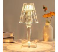 SHANJIA Crystal Table Lamp, Bedside Lamps with Touch Control, 3-Color Changing, USB Cable, 16 Colors