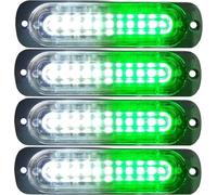 SHANJIA Emergency Strobe Lights, LED Ultra Slim Strobe 4.4-Inch 4Pack 10LED Strobe Warning Light 12V/24V Strobe Lights for Truck Off Road Vehicle ATVs Motorcycles (Green-White)