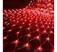 SHANJIA Garden Net Lights Battery Operated, 1.5mx1.5m 96LED Mesh Fairy String Lights Fairy Net Lights 8 Modes Waterproof Net Mesh String Lights for Garden Balcony Decor (Red)