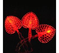 SHANJIA Heart Fairy Lights, 3.2m 20LED Battery Powered Hearts Shape Indoor LED String Fairy Lights for Christmas Tree Wedding Decor (Red)