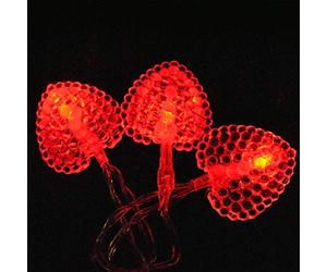 SHANJIA Heart Fairy Lights, 3.2m 20LED Battery Powered Hearts Shape Indoor LED String Fairy Lights for Christmas Tree Wedding Decor (Red)