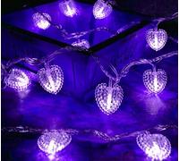 SHANJIA Heart Fairy Lights, 4m 40LED Battery Powered Hearts Shape Indoor LED String Fairy Lights for Christmas Tree Wedding Decor (Purple)