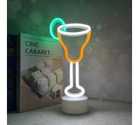 SHANJIA LED Cocktail Neon Decorative, Neon Sign,Neon Light Base,Base style LED neon light decoration ins cocktail cup birthday party bar creative design desktop small night light (Gold)