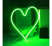SHANJIA LED Heart Night Lights,Love Heart Neon Light Valentine's Night Lights Heart Shaped Neon Signs Acrylic Neon Signfor,Birthday Party,Kids Room Decorate (Green)