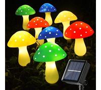 SHANJIA LED Mushroom Solar String Lights,Outdoor Waterproof Garden Lights 8 Lighting Modes Outside Decoration for Pathway Landscape Yard Easter Pathway Xmas (8, Multicolor)